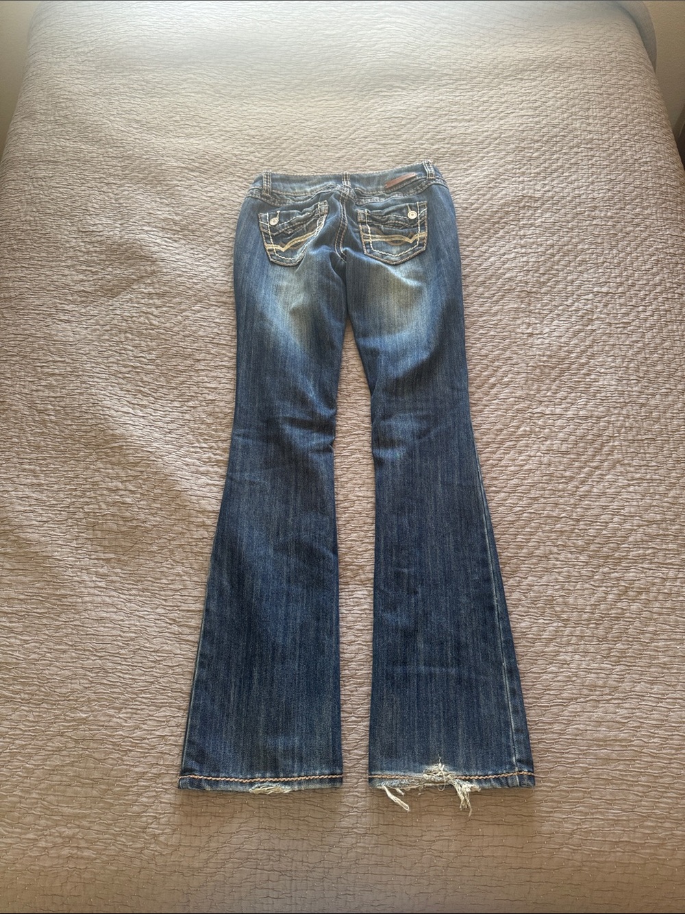 Almost Famous Distressed Low Rise Bootcut Jeans